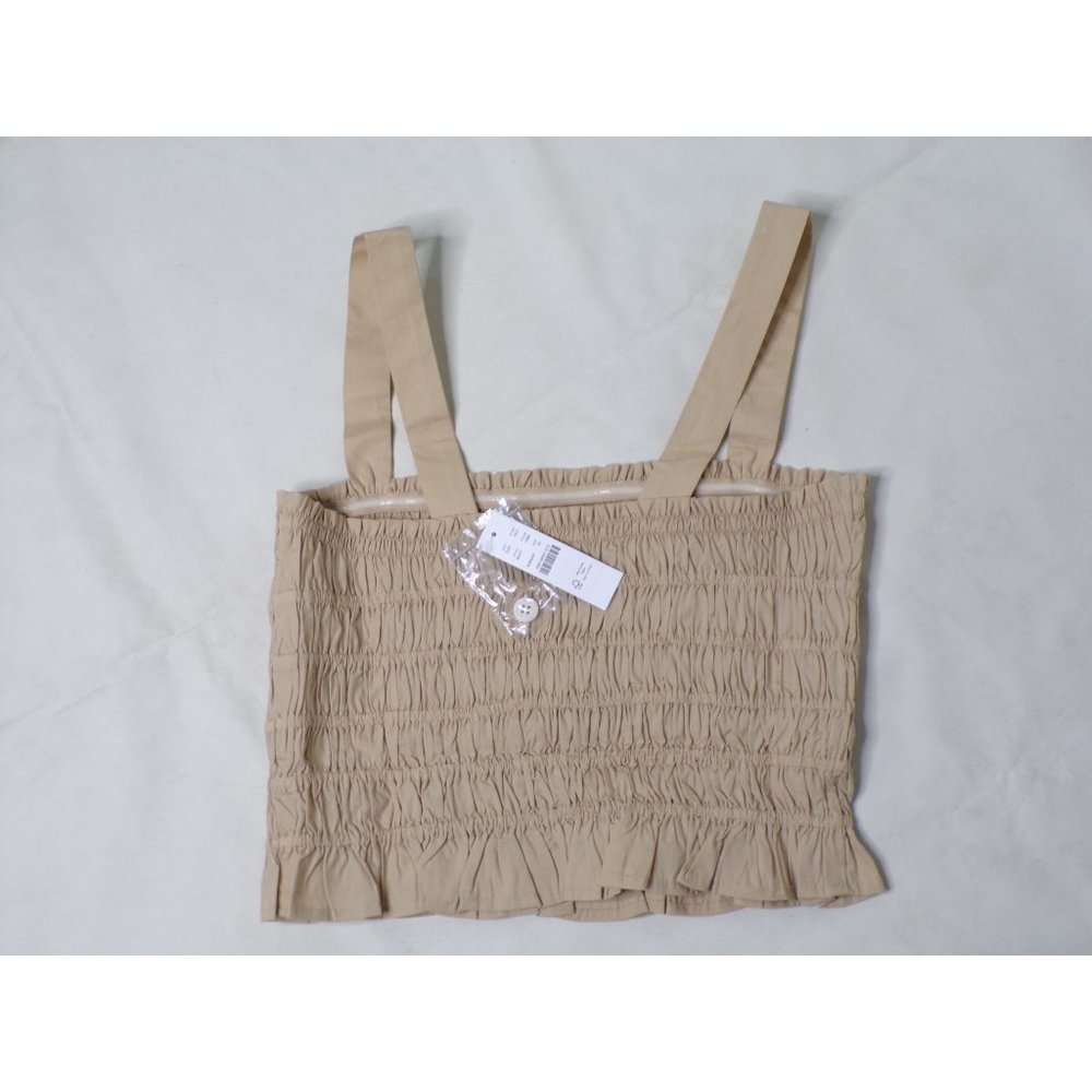 J CREW Sleeveless Smocked Tank Top Beige Medium 8-10 #BI477 NEW - Picture 5 of 5